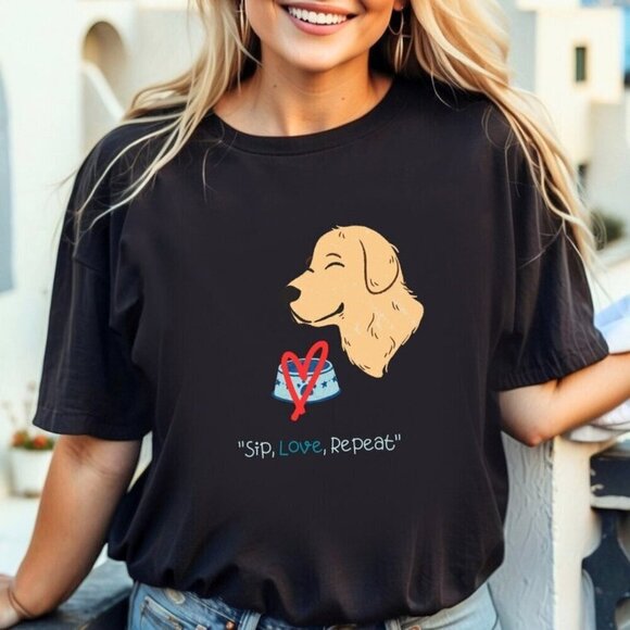 Michelle
L Other - Sip Love Repeat Dog Lover Graphic Jersey Short Sleeve Fun Unisex T-Shirt